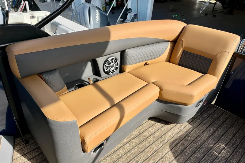 Slide: The Image of Luxurious seating in the 2026 Harris Sunliner 250 pontoon boat. - 22