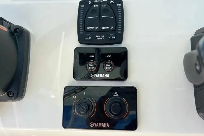 Slide: The Image of Control panel of 2023 Key West 263 FS boat featuring Yamaha components. - 25