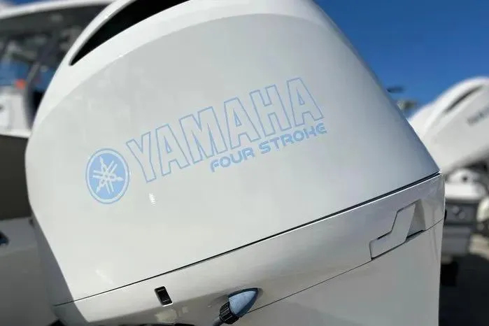 Slide: The Image of Yamaha Four Stroke engine on 2023 Key West 263 FS boat, close-up view. - 5