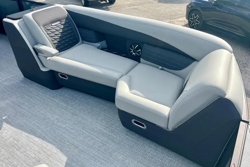 Slide: The Image of Interior of 2026 Harris Sunliner 230 Sport with luxurious seating. - 10