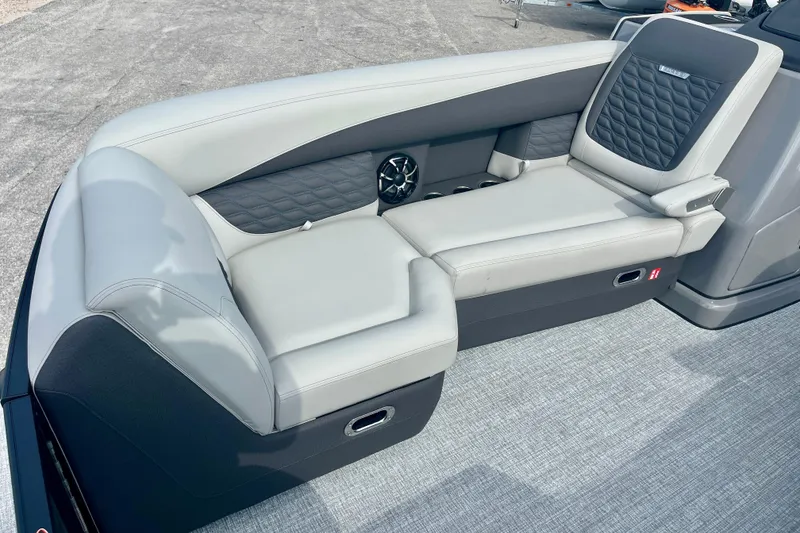 Slide: The Image of Luxurious seating in the 2026 Harris Sunliner 230 Sport pontoon boat. - 9