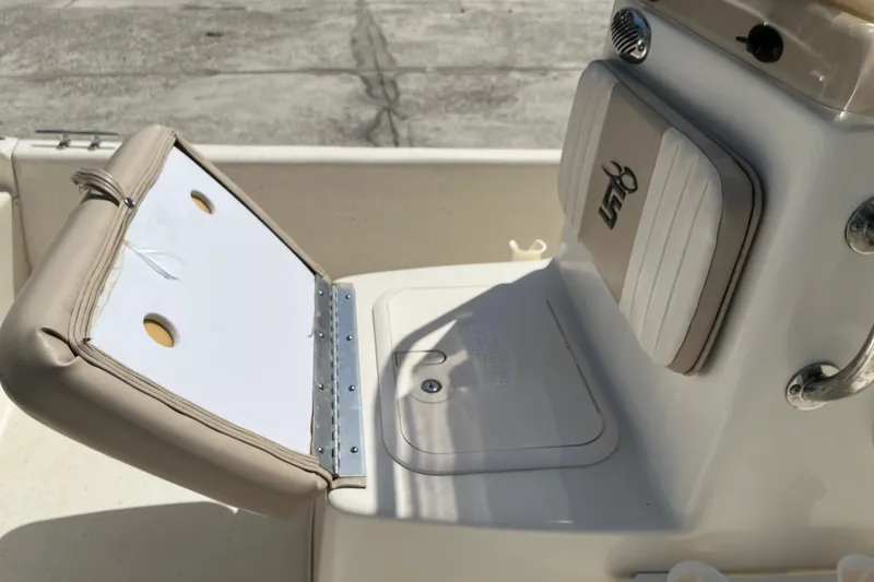 Slide: The Image of 2015 Carolina Skiff JV15CC boat seat and console detail in sunlight. - 17
