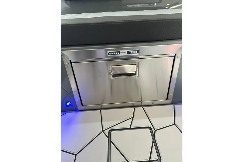 Slide: The Image of Stainless steel drawer on 2026 Highfield Sport 760 boat with modern flooring. - 12