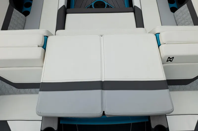 Slide: The Image of 2023 Heyday H22 boat interior with sleek, modern seating design and stylish upholstery. - 17