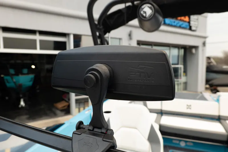 Slide: The Image of Close-up of PTM Watersports mirror on 2023 Heyday H22 boat. - 32