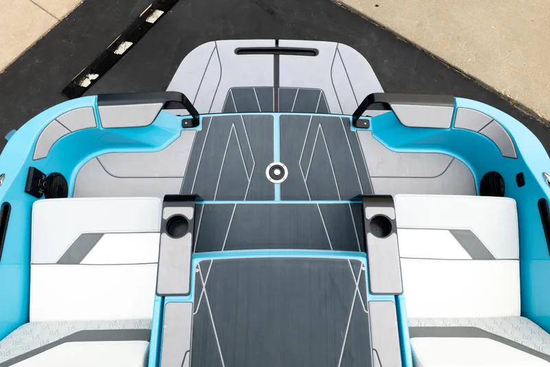 Slide: The Image of 2023 Heyday H22 boat interior with modern seating and sleek design. - 33