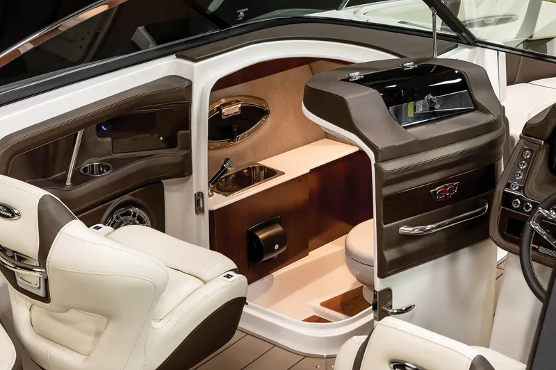 Slide: The Image of Manufacturer Provided Image: 2021 Chaparral 267 SSX boat interior with luxurious seating and modern amenities. - 11