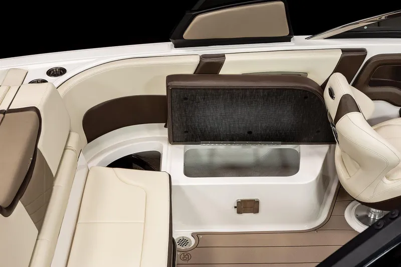 Slide: The Image of Manufacturer Provided Image: 2021 Chaparral 267 SSX boat interior with seating and storage compartment. - 14