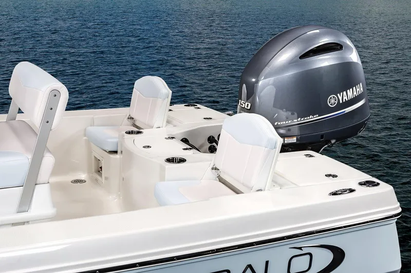 Slide: The Image of Manufacturer Provided Image: 2020 Robalo 206 Cayman boat with Yamaha 150 outboard motor on water. - 13