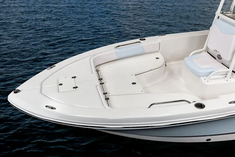 Slide: The Image of Manufacturer Provided Image: 2020 Robalo 206 Cayman boat bow on water. - 8