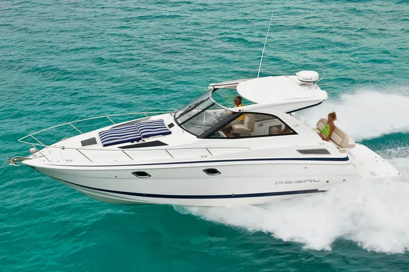 The Image of Manufacturer Provided Image: 2013 Regal 35 Sport Coupe cruising on clear blue water. - 0