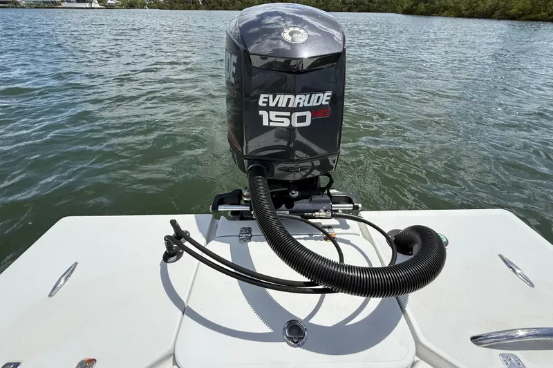 Slide: The Image of 2017 Beavertail Skiffs Lightning with Evinrude 150 HP motor on water. - 41