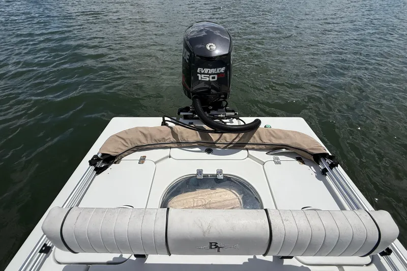 Slide: The Image of 2017 Beavertail Skiffs Lightning with Evinrude 150 engine on water. - 42