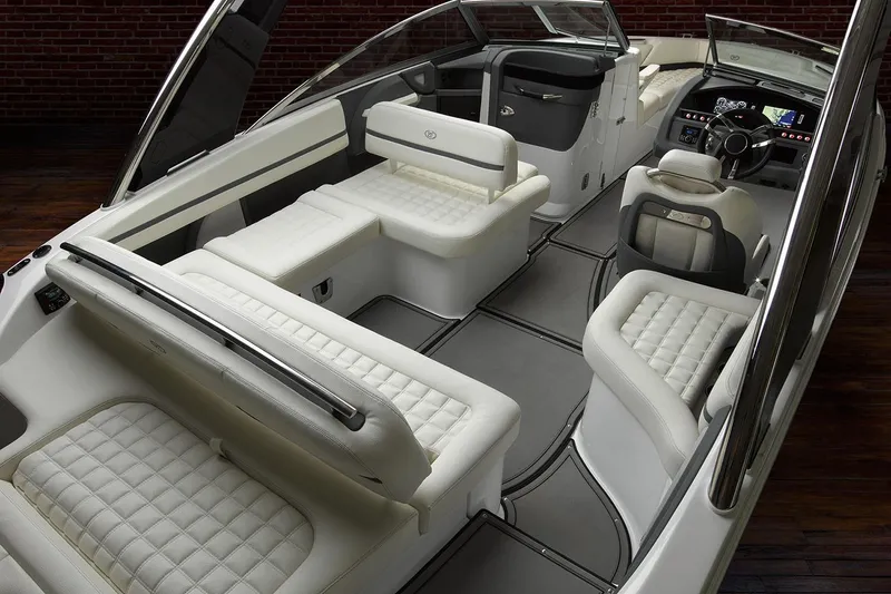 Slide: The Image of Manufacturer Provided Image: 2019 Cobalt R5 boat cruising on a lake with passengers. - 12