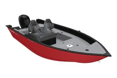 Slide: The Image of 2026 Alumacraft Escape 165 CS boat, red hull, dual seats, modern design. - 8