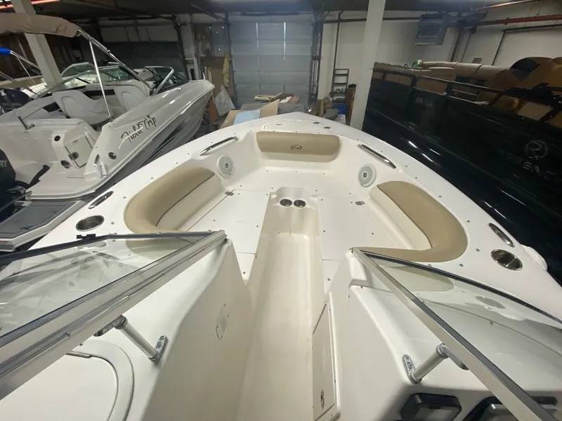 Slide: The Image of Interior view of a 2013 Key West 203 DFS boat in storage. - 4