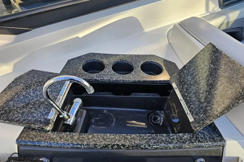 Slide: The Image of Luxury boat sink with granite countertop on 2011 Monterey 328SS Super Sport. - 45