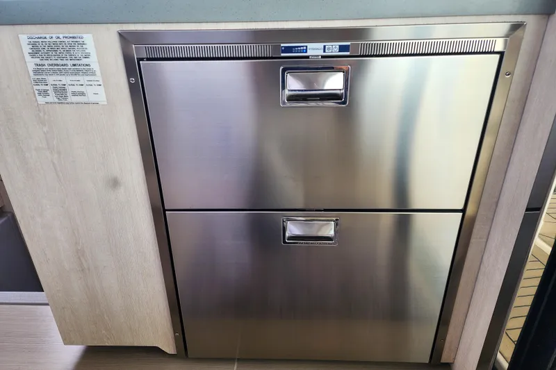 Slide: The Image of Stainless steel double drawer refrigerator on Leopard 45, 2020 model yacht interior. - 75