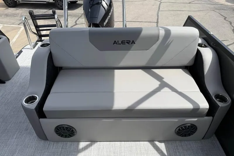 Slide: The Image of Gray Alera 22l boat seat with cup holders and speakers, 2026 model. - 12