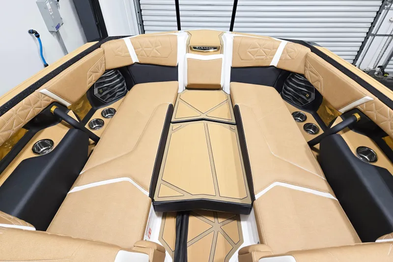 Slide: The Image of Luxurious interior of 2026 Nautique Super Air Nautique G25 Paragon boat. - 6