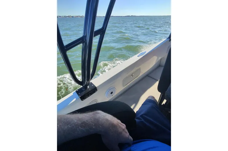 Slide: The Image of 2009 Nor-Tech 4400 Roadster cruising on open water, view from passenger seat. - 14