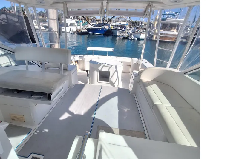 Slide: The Image of Interior view of 2004 Luhrs 38 Open yacht in harbor. - 26