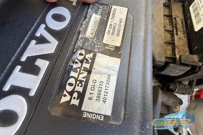Slide: The Image of Volvo Penta engine label on 2006 Chaparral Sunesta 274 boat, featuring model details. - 28