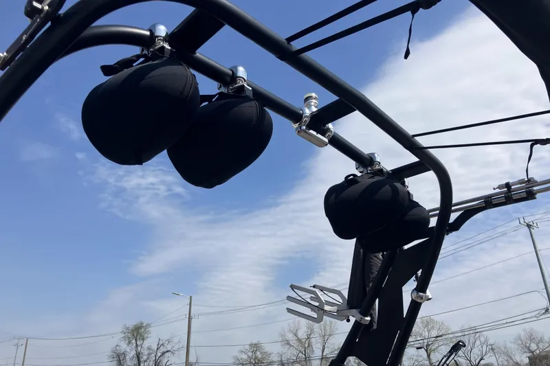 Slide: The Image of 2020 ATX Surf Boats 24 Type-S tower speakers against a clear blue sky. - 13