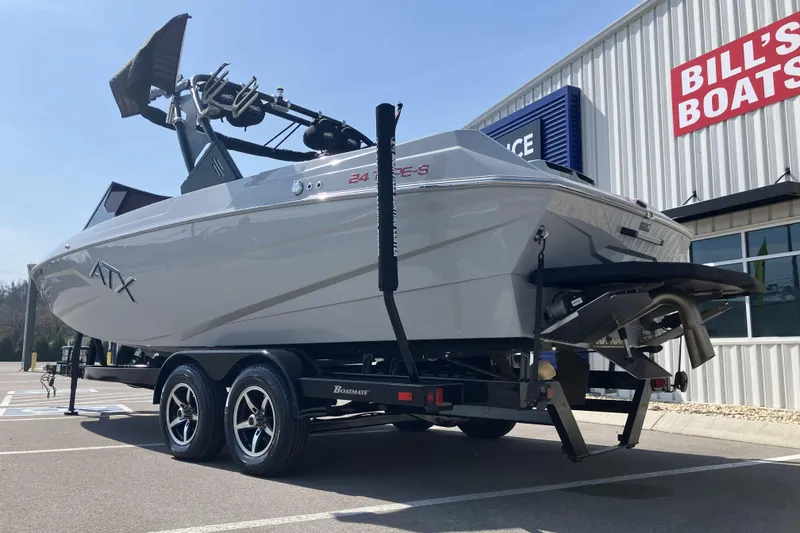 Slide: The Image of 2020 ATX Surf Boats 24 Type-S on trailer at Bill's Boats dealership. - 20