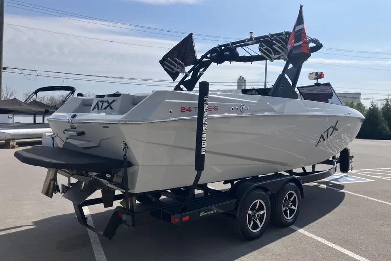 Slide: The Image of 2020 ATX Surf Boats 24 Type-S on trailer, parked outdoors. - 6