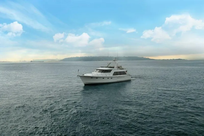 Slide: The Image of Ocean Alexander 520 Pilothouse yacht cruising on open water, 1991 model. - 0