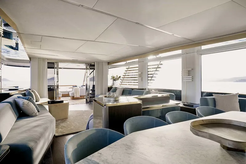 Slide: The Image of Manufacturer Provided Image: Luxurious bedroom interior of 2025 Azimut Magellano 30M yacht with ocean view. - 16