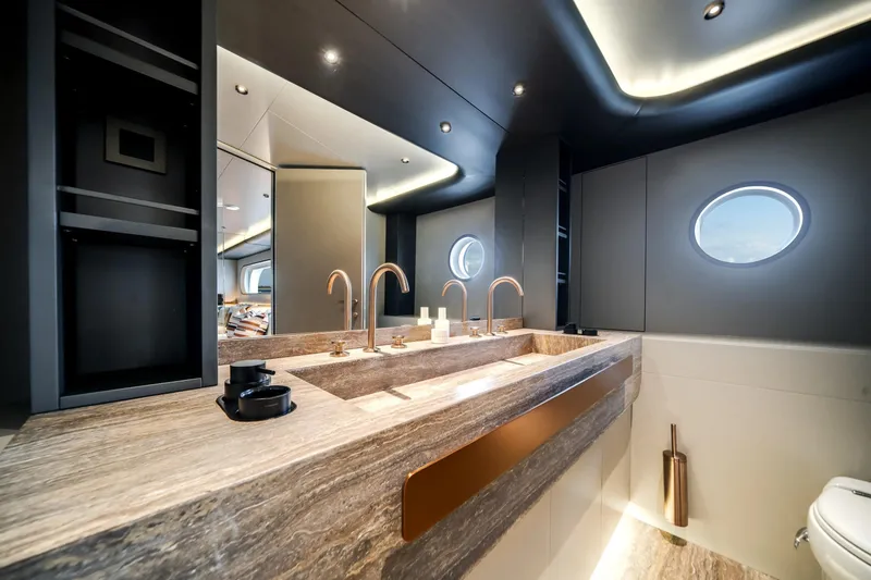 Slide: The Image of Luxurious bathroom interior of 2026 Azimut Magellano 30M yacht with modern fixtures. - 31