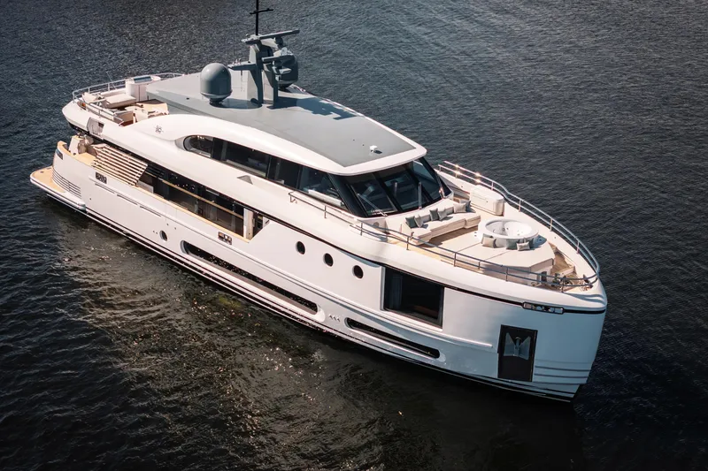 Slide: The Image of Luxurious 2026 Azimut Magellano 30M yacht cruising on calm waters. - 8