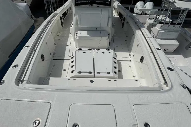 Slide: The Image of 2026 World Cat 400 CC-X boat interior, featuring spacious seating and modern design. - 5