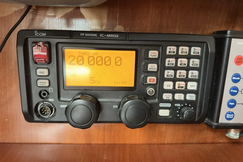 Slide: The Image of Icom HF Marine IC-M802 radio on a 2003 Beneteau 57 yacht. - 60