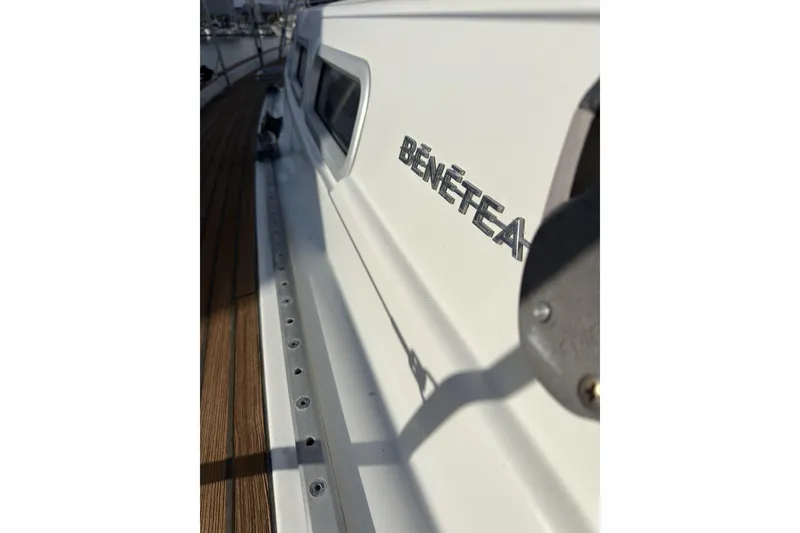 Slide: The Image of Close-up of 2003 Beneteau 57 yacht with logo on deck. - 72