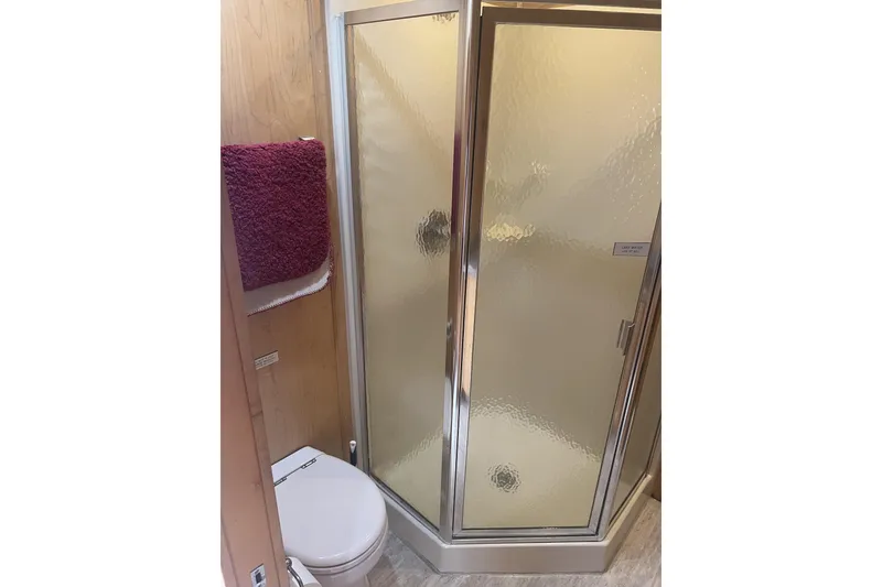 Slide: The Image of Compact bathroom with shower and toilet on American Waterways Sundancer Trip #3, 2007. - 15