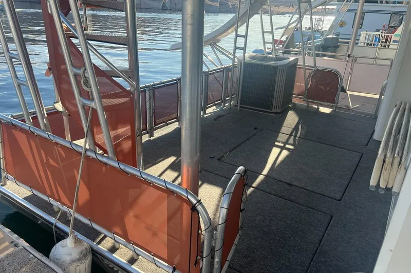 Slide: The Image of Open deck of American Waterways Sundancer Trip #3, June 2007, with metal railings and water view. - 19