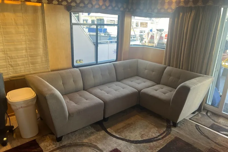 Slide: The Image of Gray sectional sofa in a cozy boat interior, American Waterways Sundancer Trip, 2007. - 7