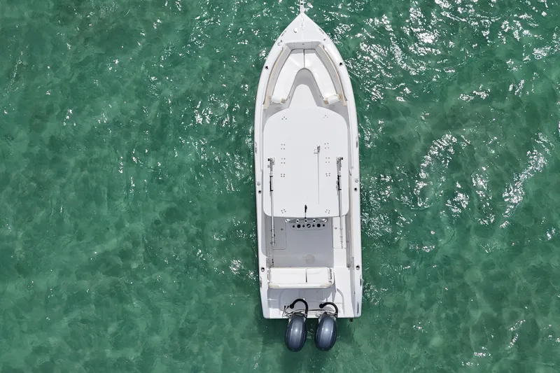 Slide: The Image of Aerial view of 2022 Century 2600 Center Console boat on clear water. - 5
