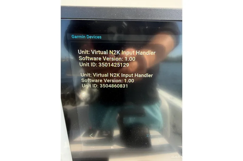 Slide: The Image of Garmin device display on 2025 Contender 26 Bay, showing Virtual N2K Input Handler details. - 31