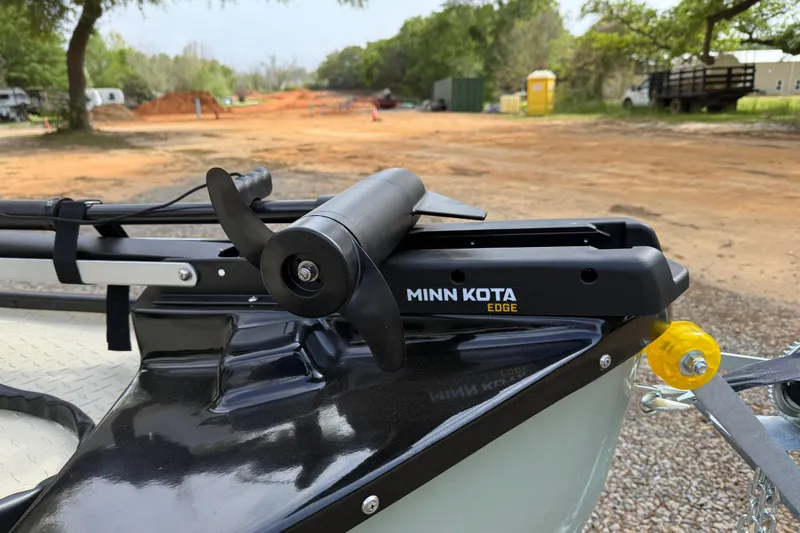 Slide: The Image of Minn Kota Edge trolling motor on 2026 Santee 160 Tiller Steer boat. - 8