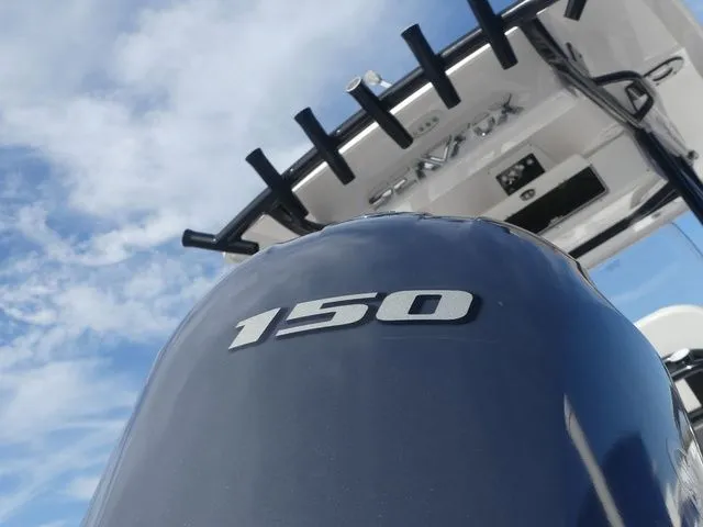 Slide: The Image of Close-up of a 2023 Sea Fox 268 Commander boat with 150 HP engine. - 12