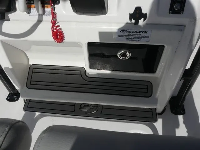 Slide: The Image of Interior of 2023 Sea Fox 268 Commander with storage and safety features. - 29