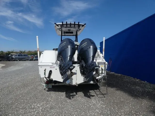 Slide: The Image of Rear view of 2023 Sea Fox 268 Commander with dual outboard engines. - 6