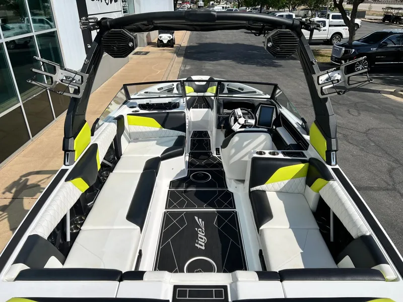 Slide: The Image of Interior view of 2023 Tigé Z3 boat with modern seating. - 12