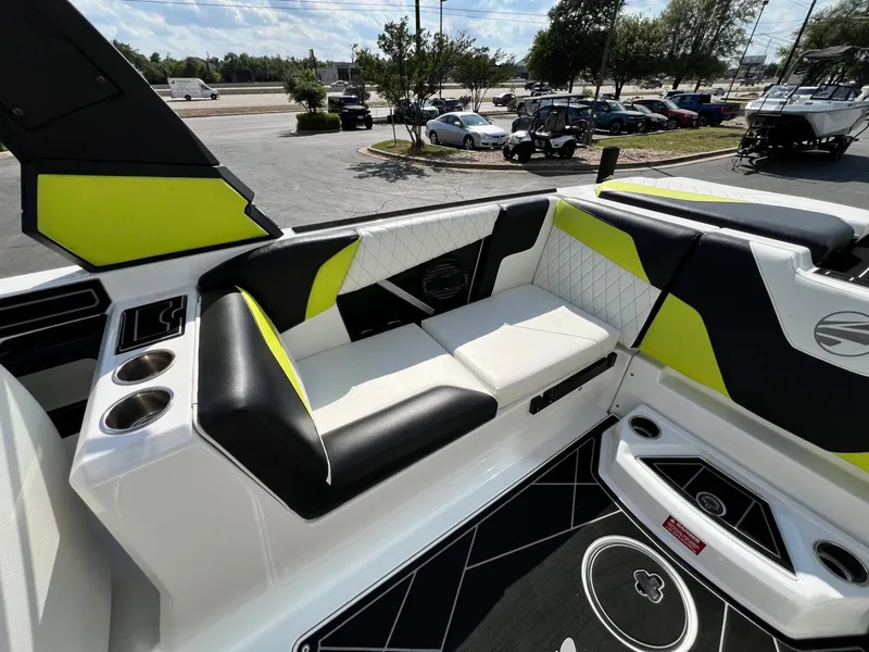 Slide: The Image of Interior of a 2023 Tigé Z3 boat with modern seating. - 16