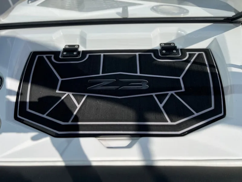Slide: The Image of 2023 Tigé Z3 boat, close-up of deck with Z3 logo. - 37