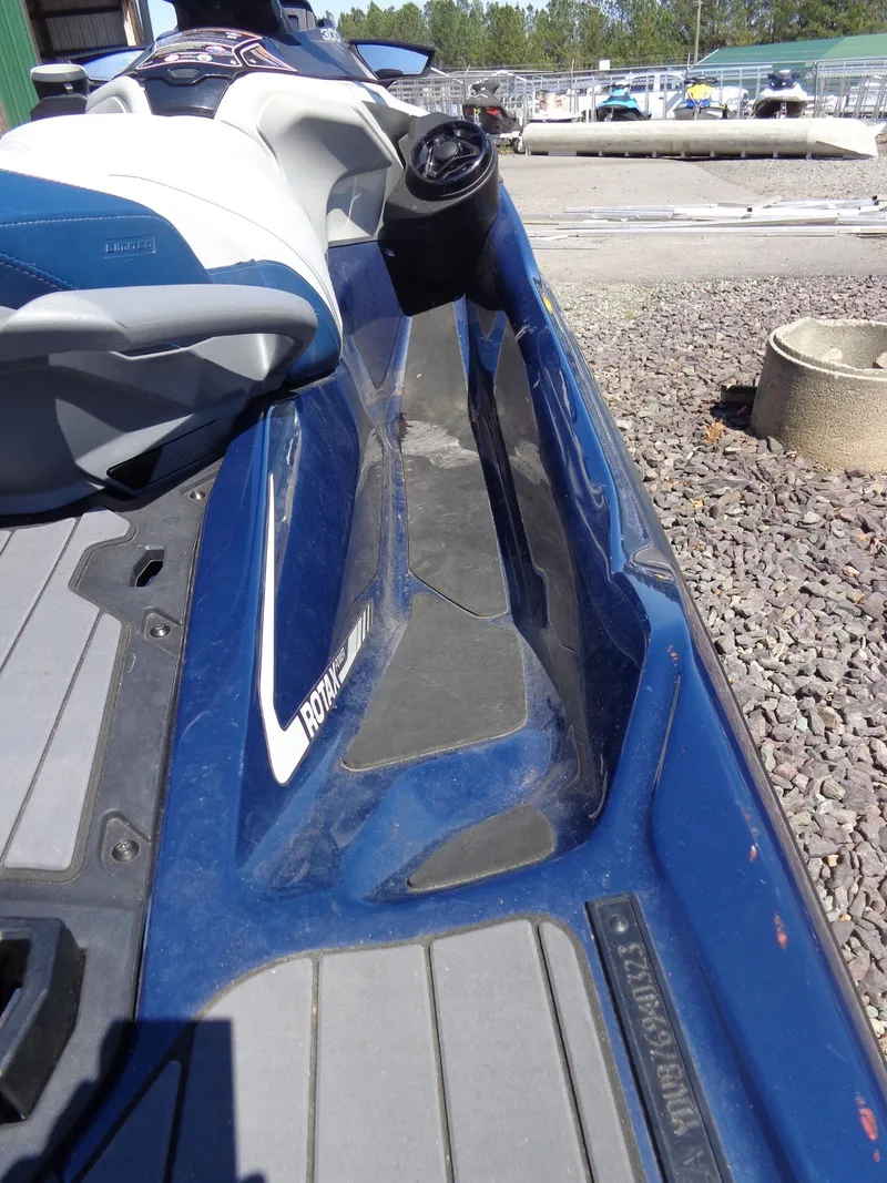 Slide: The Image of 2023 Sea-Doo GTX Limited 300 iDF, blue design, close-up view. - 7
